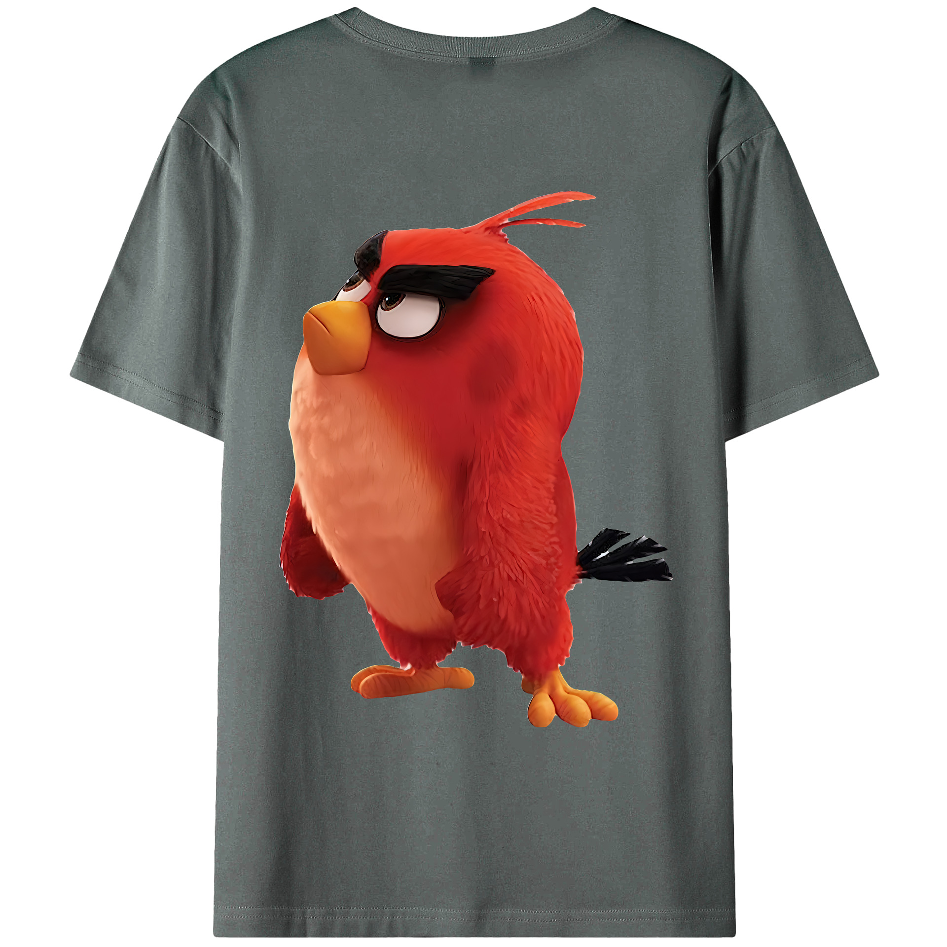 （画像用） Angry Birds アングリーバード 綿100％ メンズ半袖Tシャツ（バックプリント） 通気性